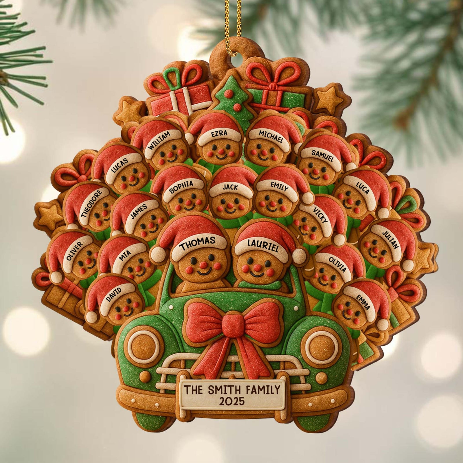 Celebrate Your Family's Holiday With Custom Van And Bears Ornament, Personalized Wood Ornament