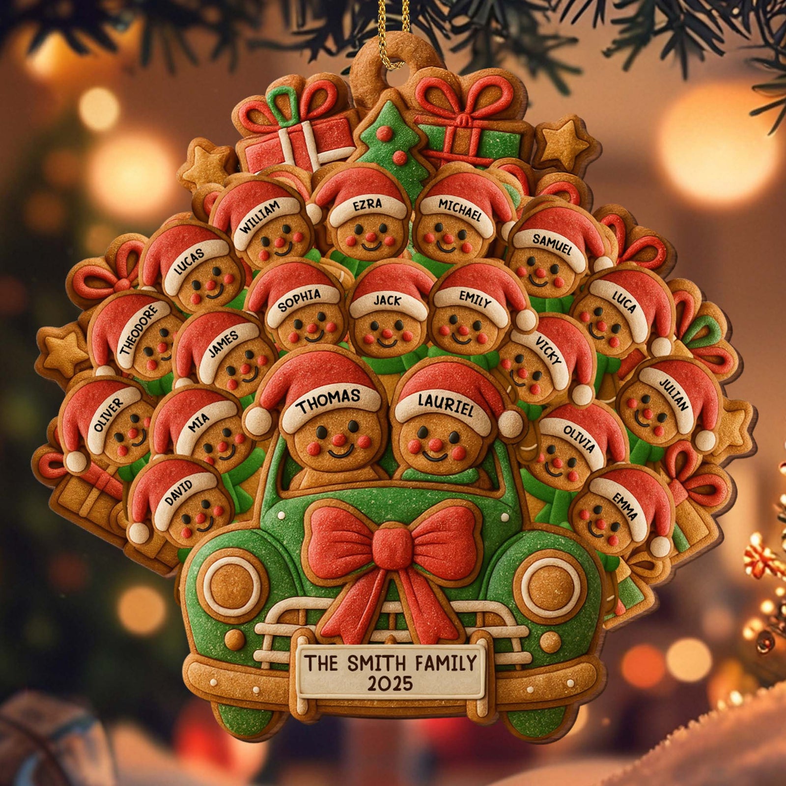 Celebrate Your Family's Holiday With Custom Van And Bears Ornament, Personalized Wood Ornament