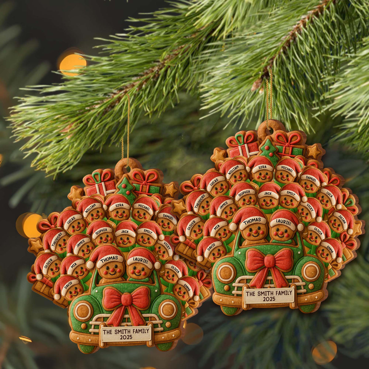 Celebrate Your Family's Holiday With Custom Van And Bears Ornament, Personalized Wood Ornament