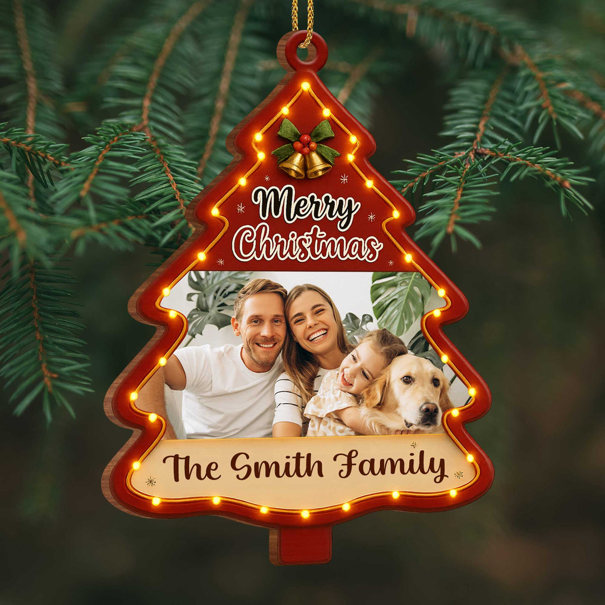 Merry Christmas Personalized Tree Wood Ornament