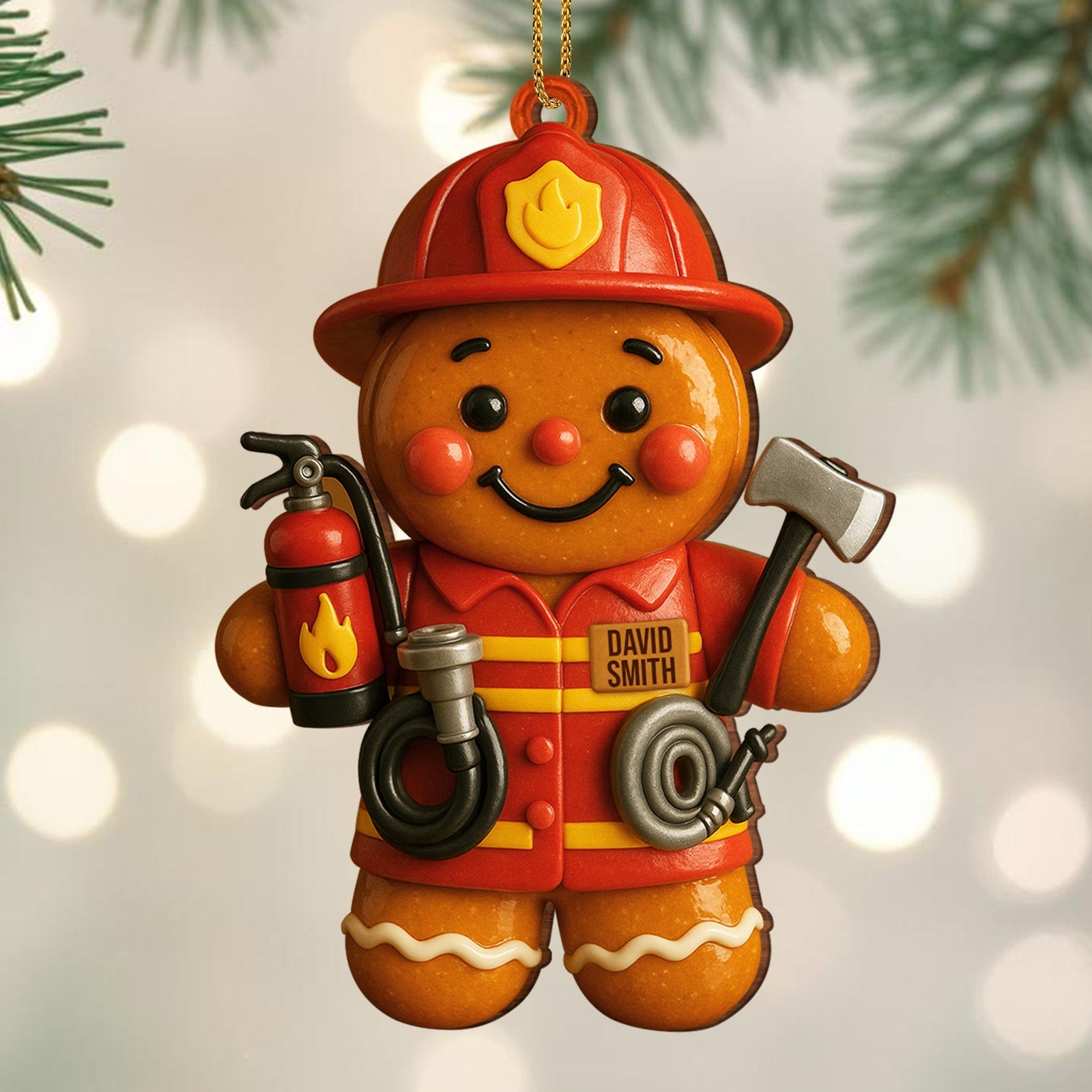 Celebrate The Bravery Of Our Firefighters With Festive Gear, Personalized Wood Ornament Gift For Firefighters