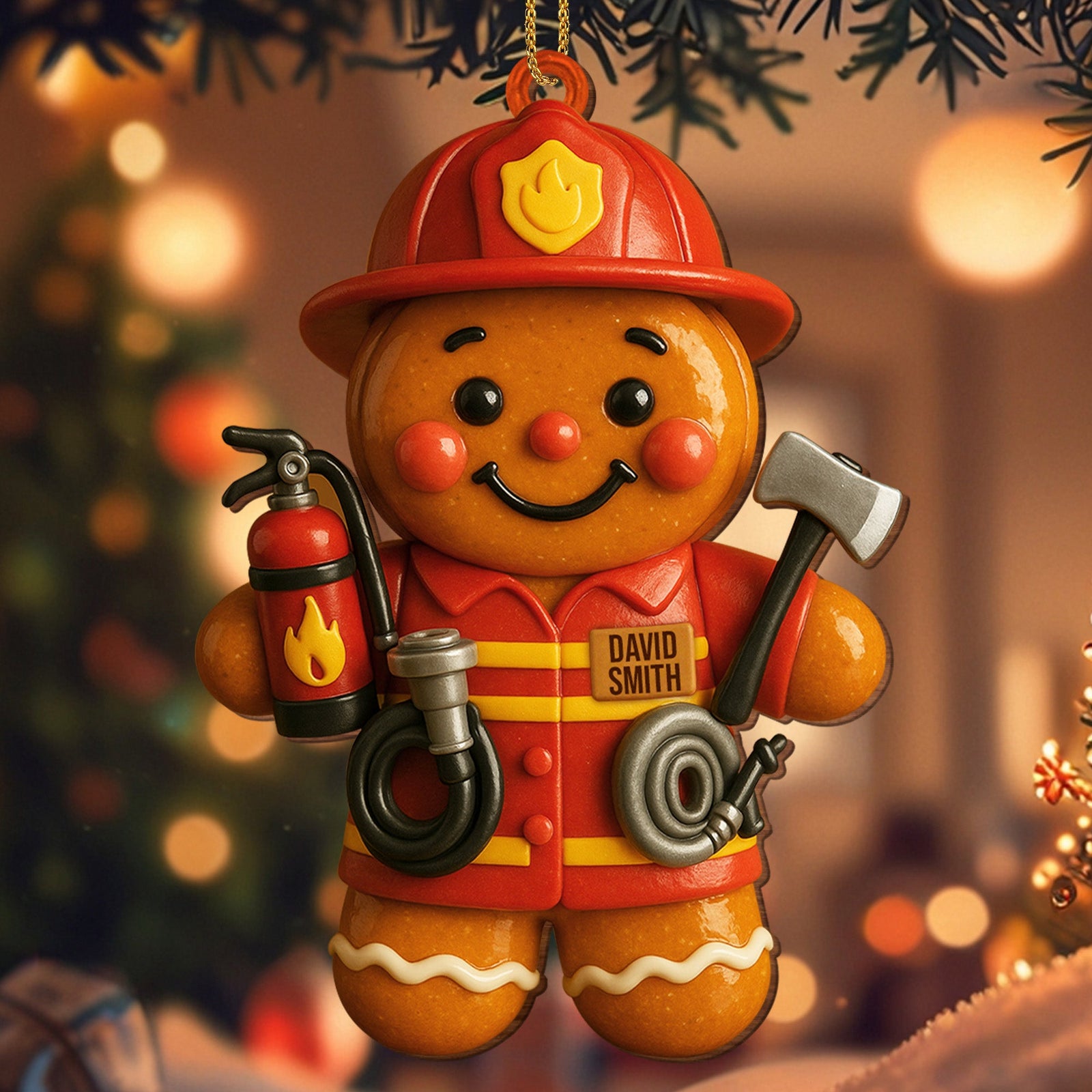 Celebrate The Bravery Of Our Firefighters With Festive Gear, Personalized Wood Ornament Gift For Firefighters
