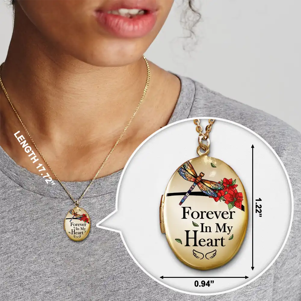 Custom Photo Memorial In Loving Memory Locket Necklace, Forever In My Heart
