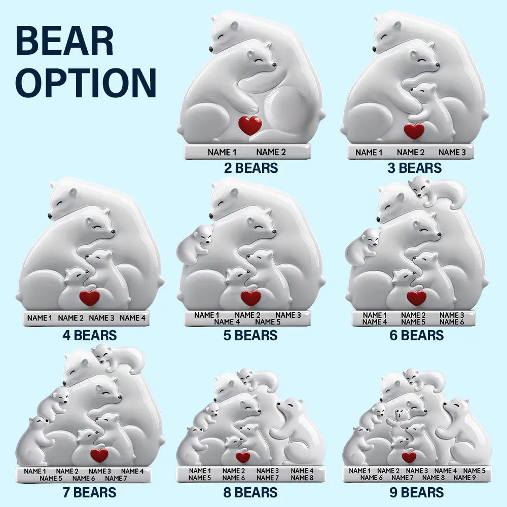 Hugging Bear Family Toile De Jouy Art - Personalized Embossed Ceramic Ornament