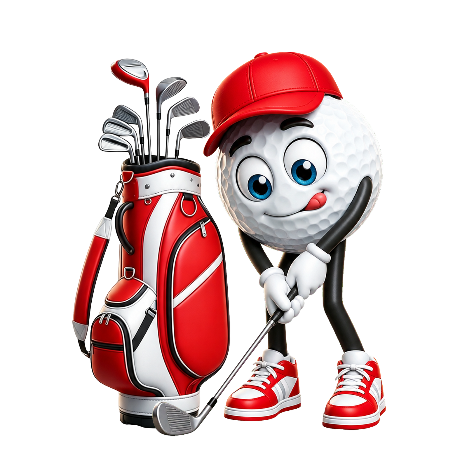 Pre‑swing Ready Stance Personalized Golf Ball Mascot Keychain Gift for Male & Female Golfer