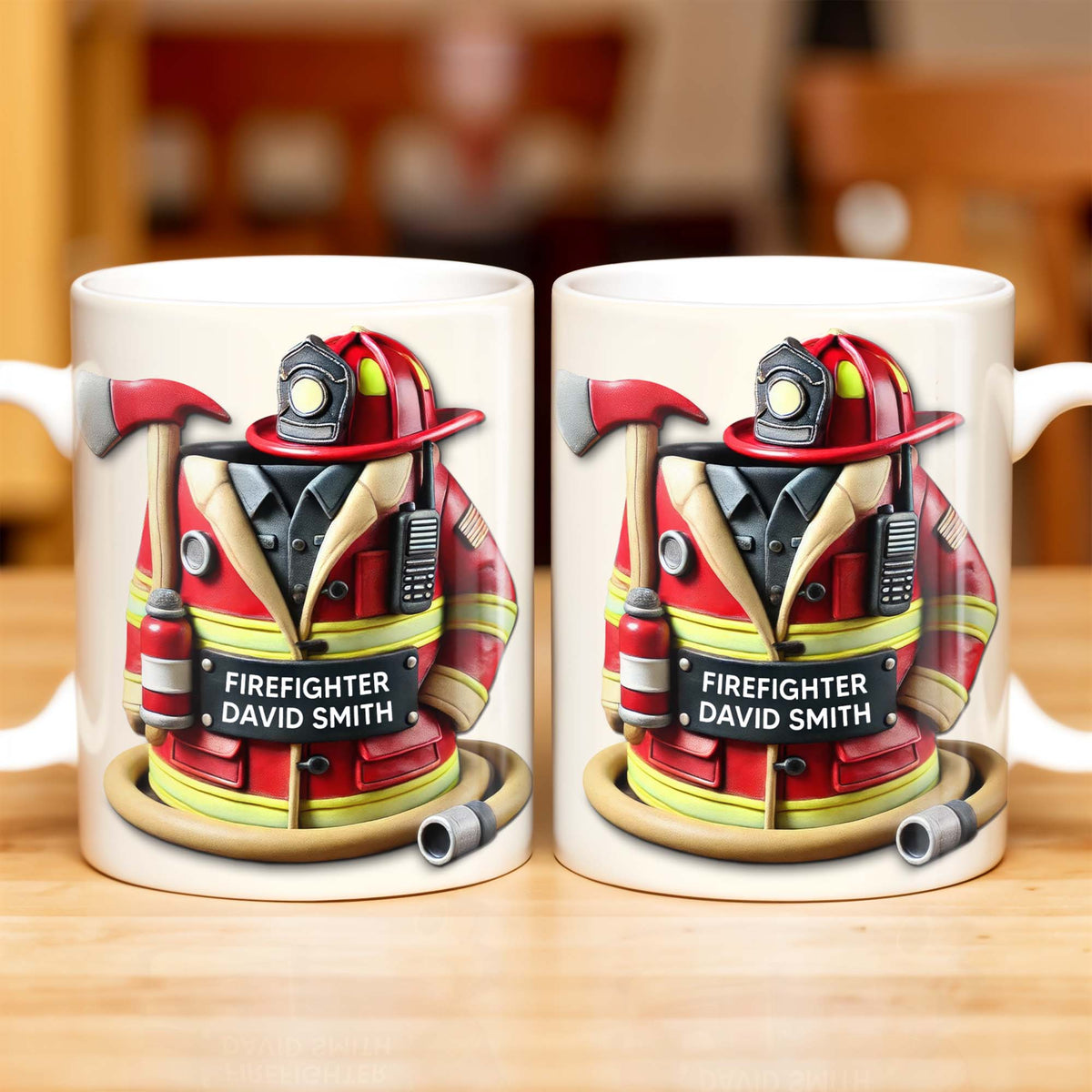 Firefighter,Gear and Helmet, Personalized Coffee Mug, Gift For Firefighters