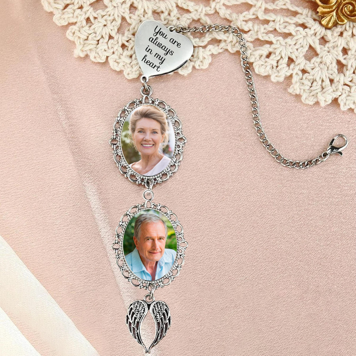 Memorial Photo Tassel Angel Wings Charm - Personalized 2025 Graduation Cap Decoration