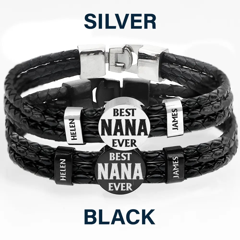 Best Dad Ever - Personalized Leather Braided Bracelet Gift For Dad, Mom