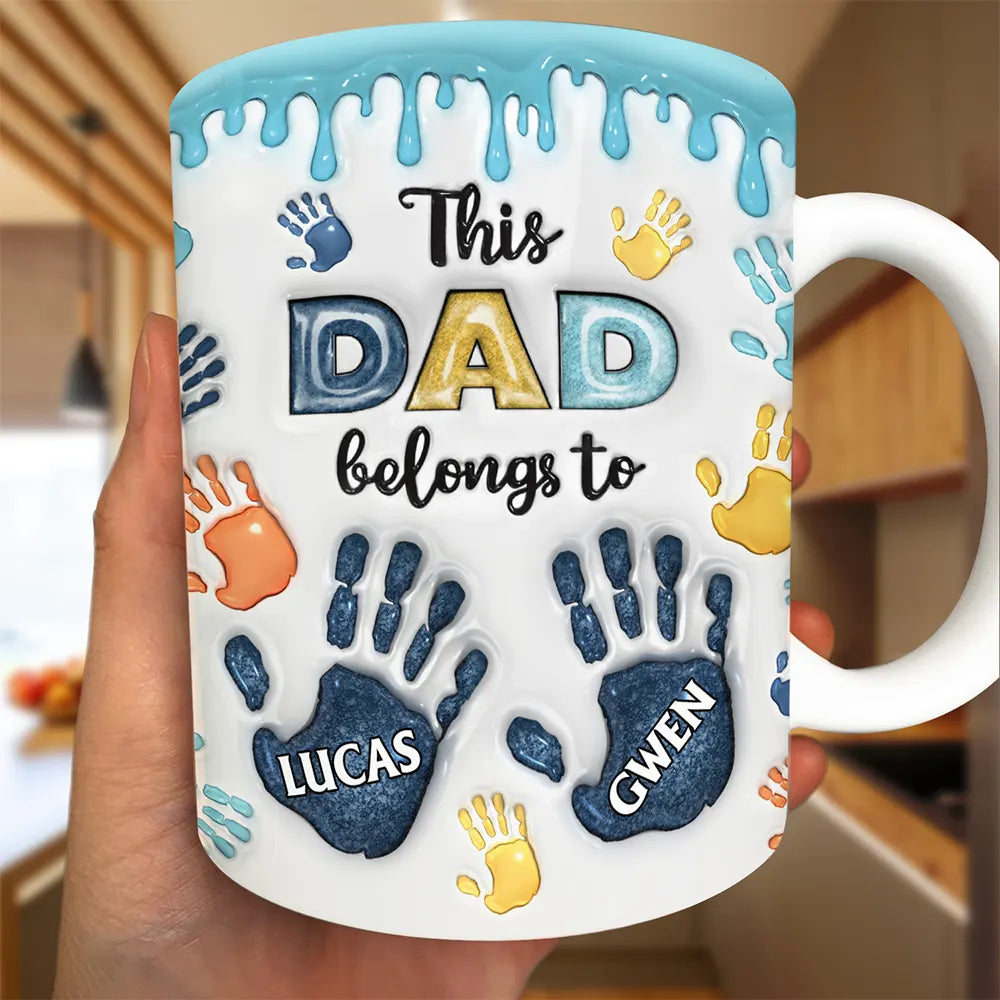 This Dad Grandpa Belongs To Handprints Icon - Grandkids Personalized Mug