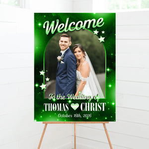 Personalized Photo Glitter Wedding Welcome Sign