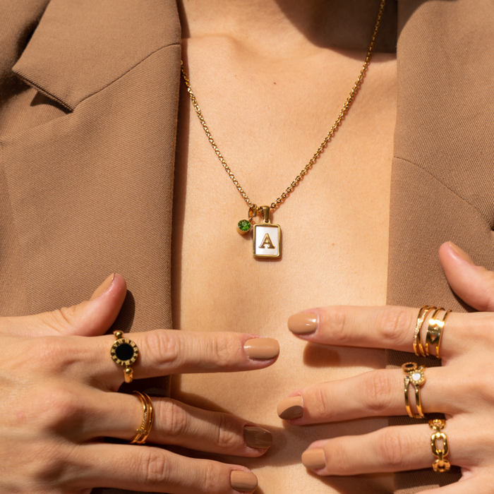 Personalized Initial Birthstone Necklace For Woman