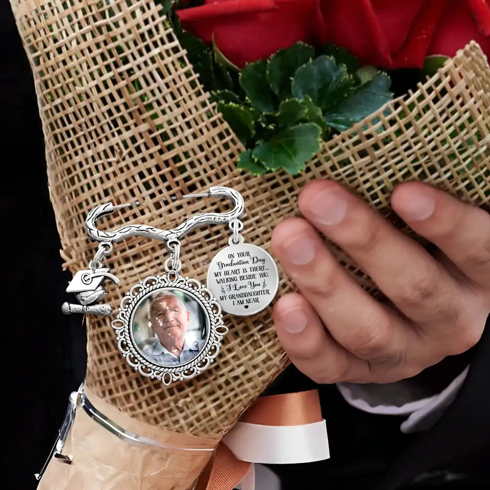 My Heart Is There Walking Beside You - Personalized Photo Graduation Tassel Pin