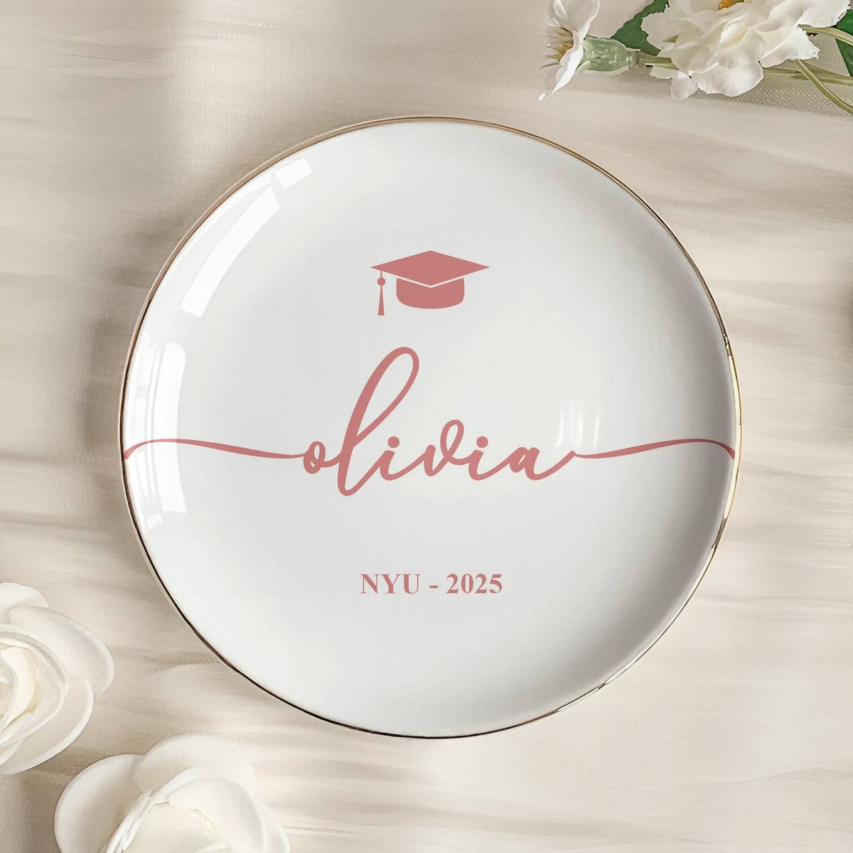 Graduation Dish Custom Name School Year - Personalized Jewelry Dish