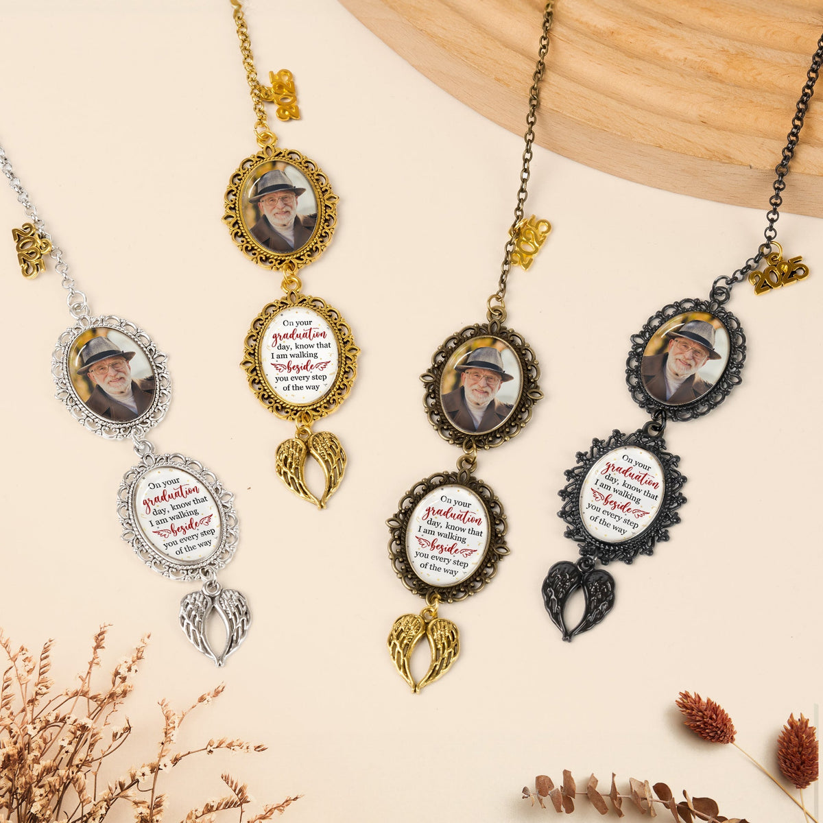 Graduation Walking Beside You Every Step - Custom Graduation Tassel Photo Charm