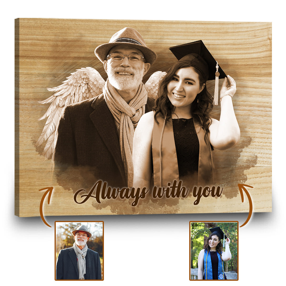 Graduation Memorial Gift – Personalized Canvas Wall Art Portrait for High School or University Graduate | Gift for Grandson, Granddaughter, or Loved One