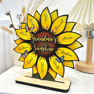 Mother's Day Gifts, Grandma's Sunshine, Grandma's Garden Sunflowers For Nana, Mimi, Gigi - Personalized Wooden Plaque