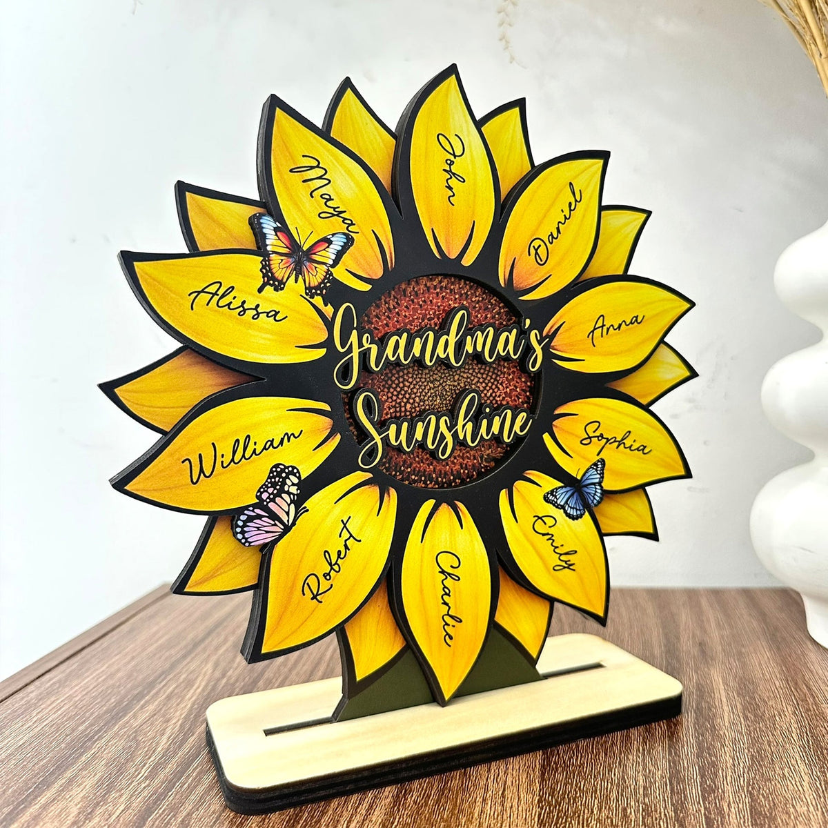 Mother's Day Gifts, Grandma's Sunshine, Grandma's Garden Sunflowers For Nana, Mimi, Gigi - Personalized Wooden Plaque