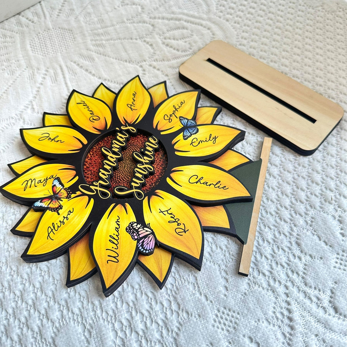 Mother's Day Gifts, Grandma's Sunshine, Grandma's Garden Sunflowers For Nana, Mimi, Gigi - Personalized Wooden Plaque