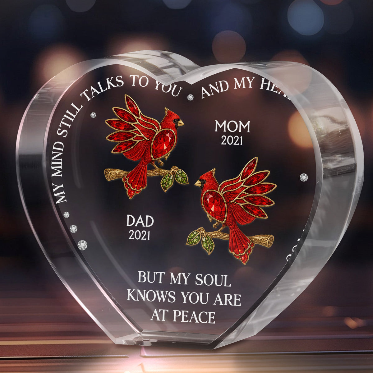 My Mind Still Talks To You - Personalized Crystal Heart Plaque, Gift For Family