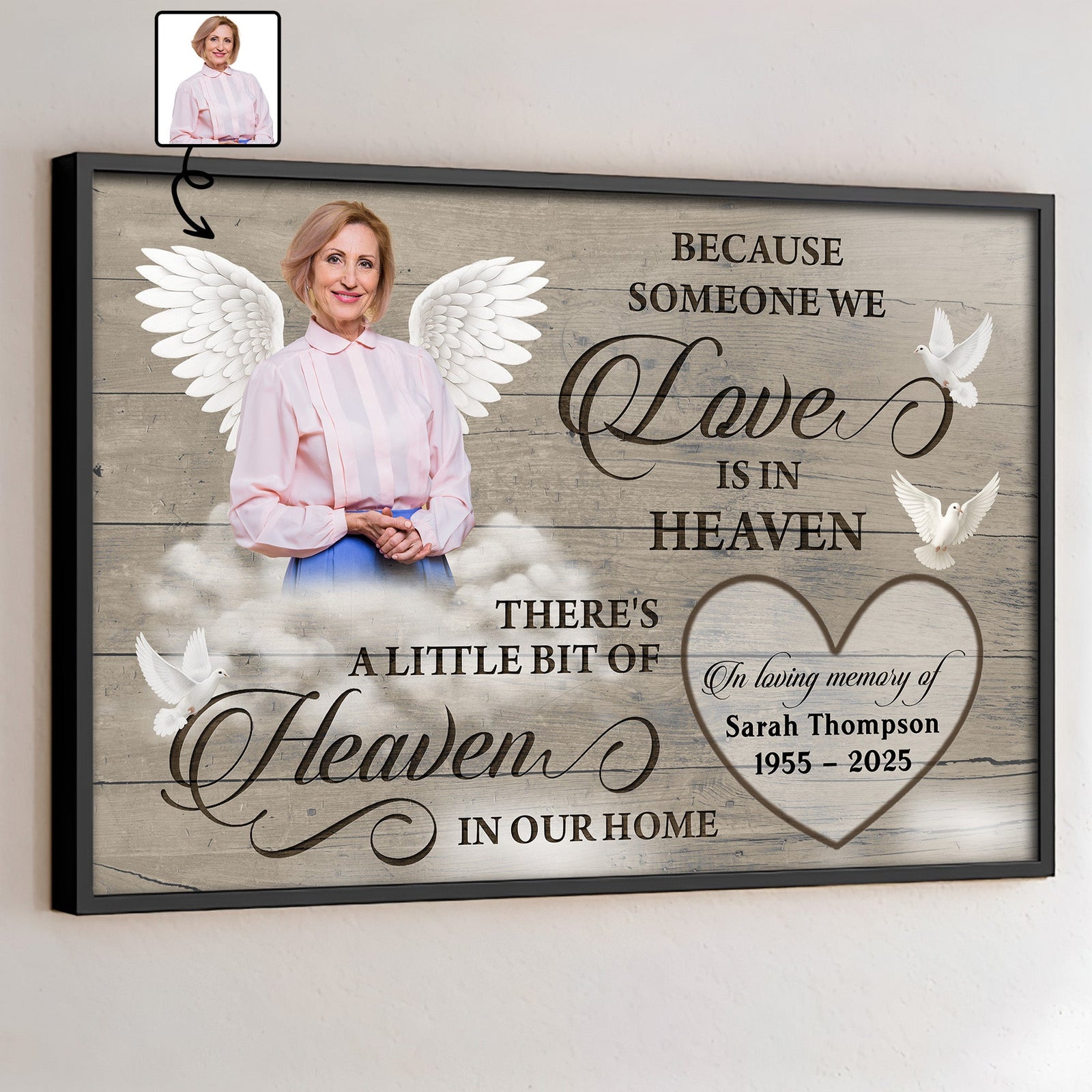 Because Someone We Love Is In Heaven, Personalized Memorial Canvas Poster Gift For Bereaved Family