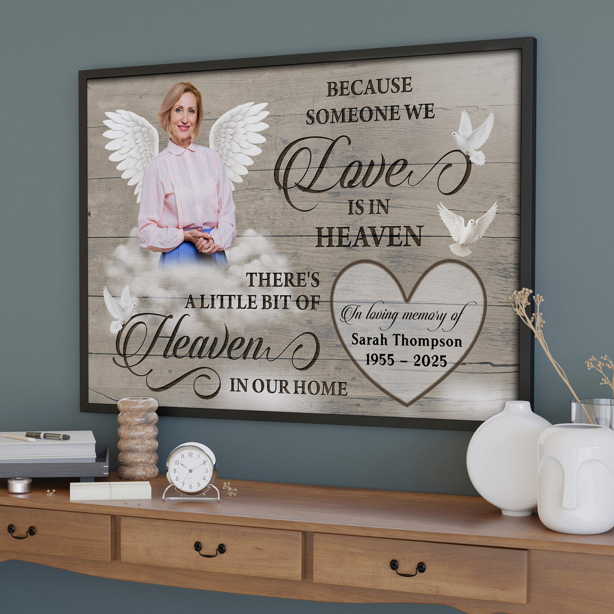Because Someone We Love Is In Heaven, Personalized Memorial Canvas Poster Gift For Bereaved Family