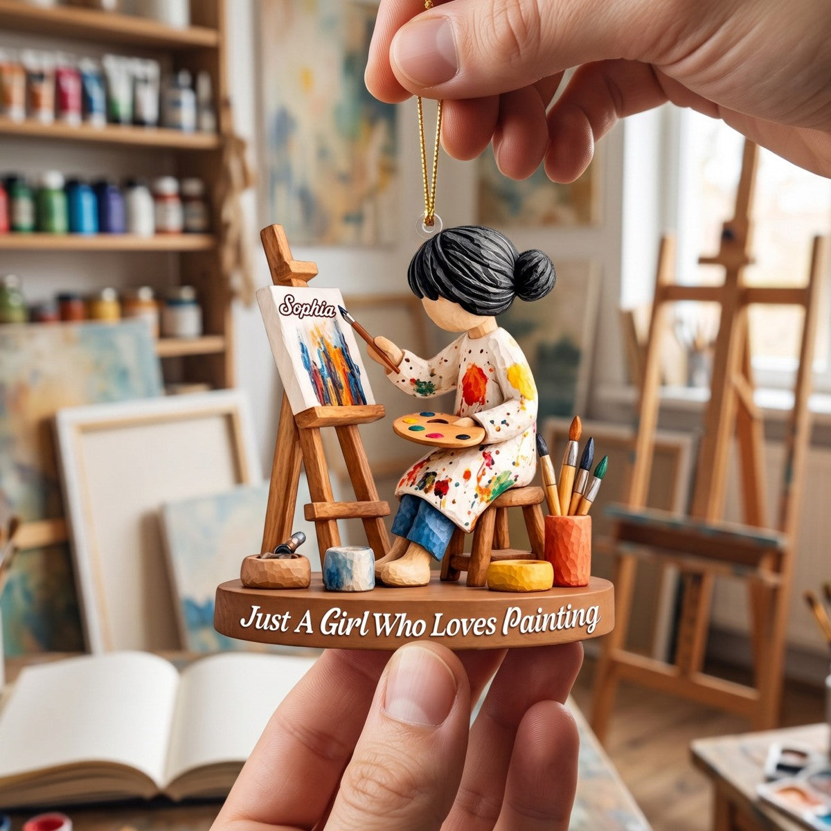 Just A Girl Who Loves Painting - Cute Artist Girl Christmas Ornament, Personalized Gift for Painters