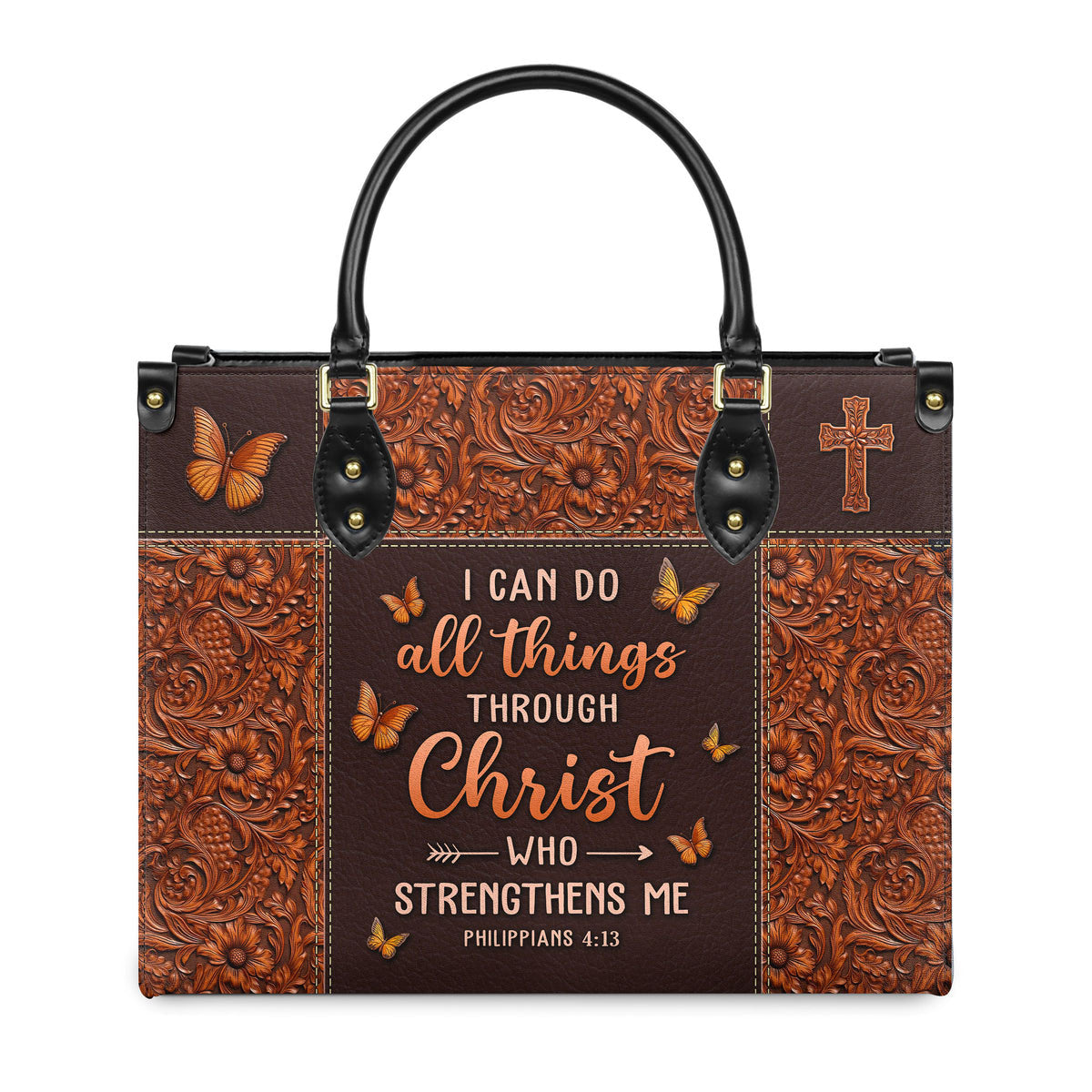 Personalized I  can do all things through Christ who strengthen me-Bible Verse Leather Bag