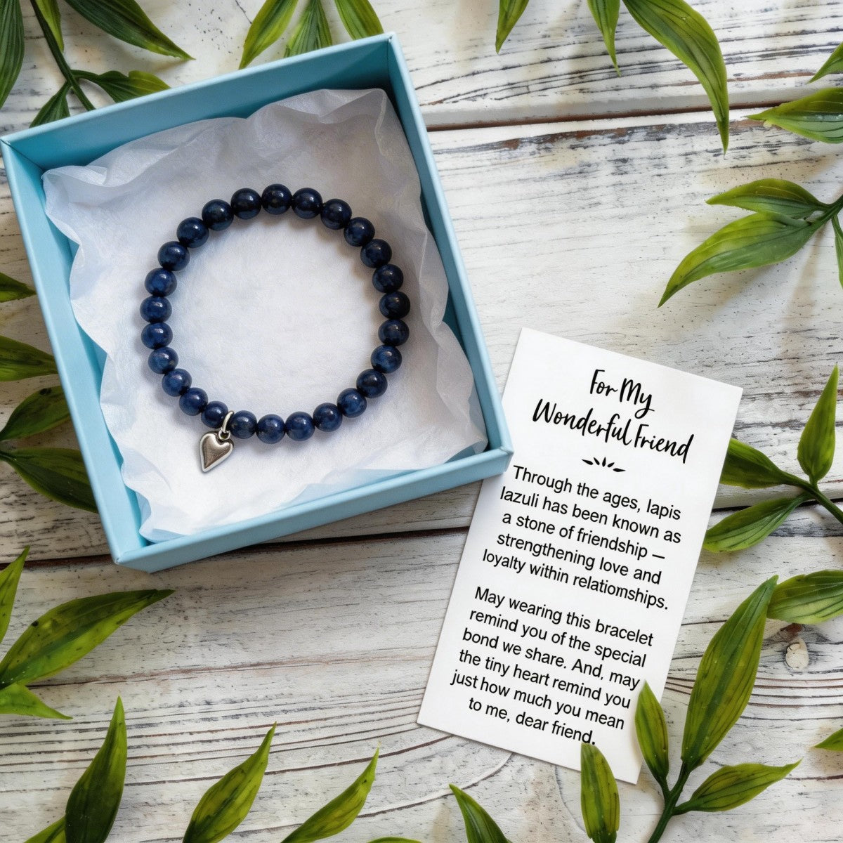 For My Wonderful Friend Bracelet, Lapis Friendship Bracelet With Card, Ladies Bracelet