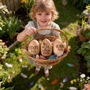 Personalized Wooden Egg Shaker | Engraved Baby Egg| Easter Basket Filler | My 1st Easter