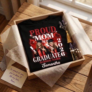 Proud Mom Dad Grandma Grandpa Of A 2026 Graduate Custom Photo - Personalized Shirt - Family Matching Graduation Shirt