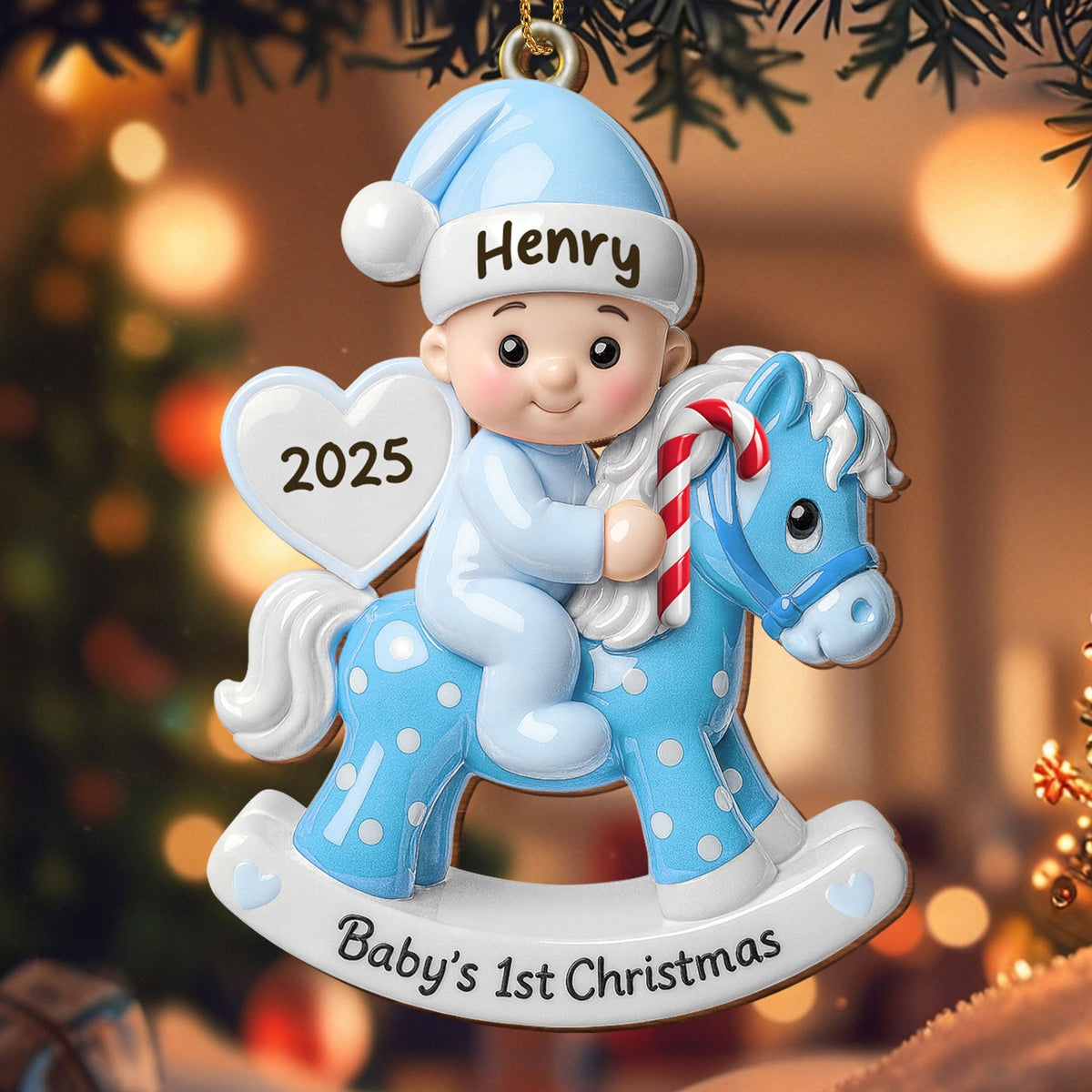Celebrate Your Baby's First Christmas With Rocking Horse Personalized Custom Wood Ornament