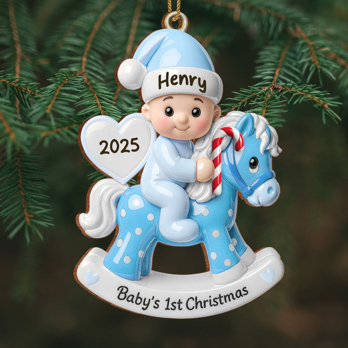 Celebrate Your Baby's First Christmas With Rocking Horse Personalized Custom Wood Ornament