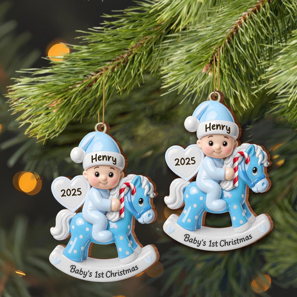 Celebrate Your Baby's First Christmas With Rocking Horse Personalized Custom Wood Ornament