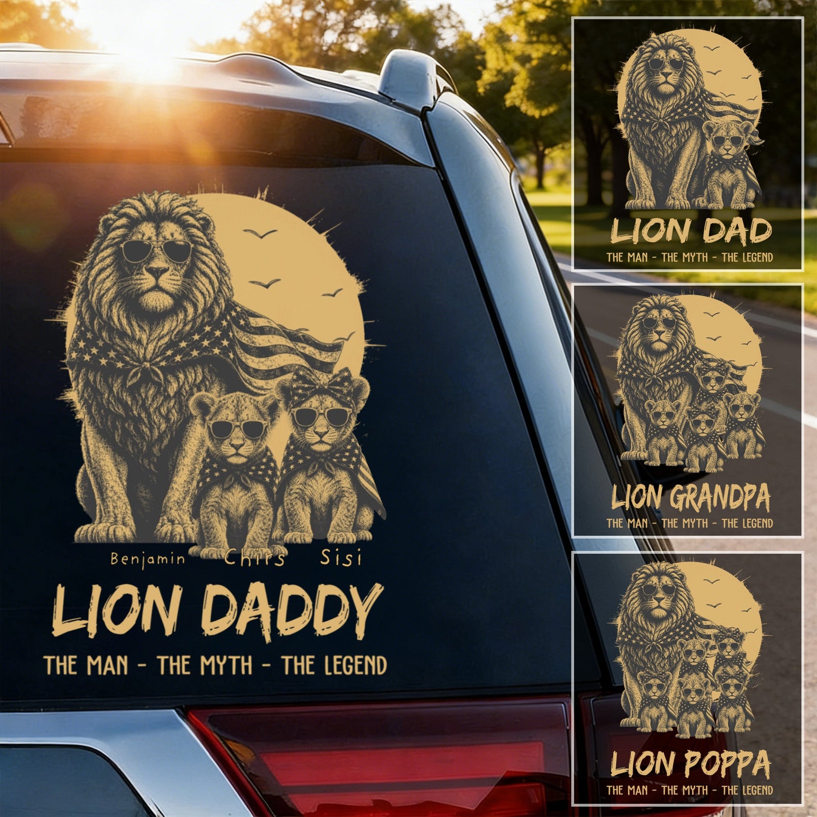 Personalized Lion Dad The Man The Myth The Legend Car Window Decal Sticker