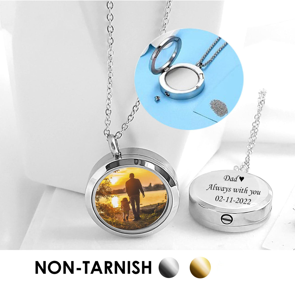Personalized Urn Necklace Locket With Photo, Grief Gift