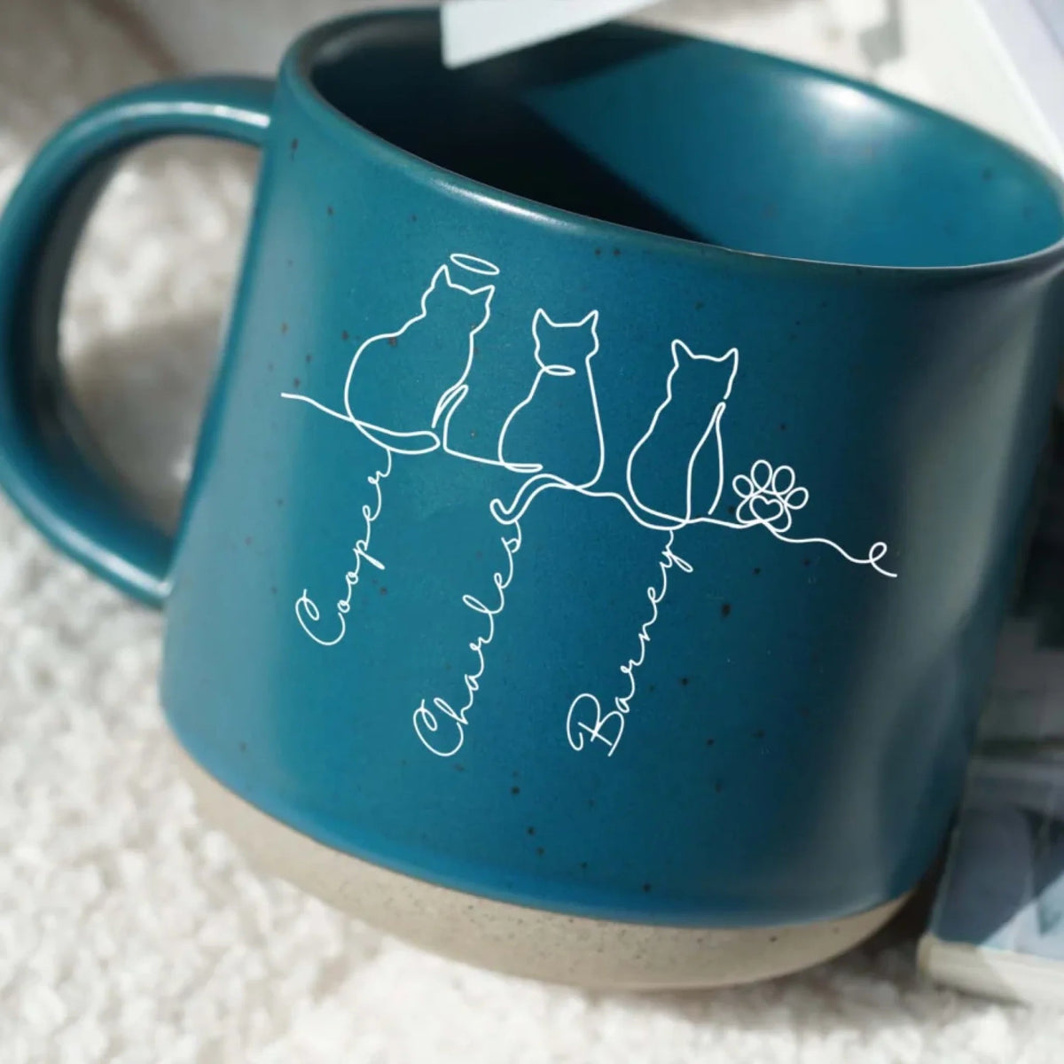 Cute Cats - Personalized Pottery Mug, Gift for Cat Mom/Cat Dad, Cat Lover's Gift