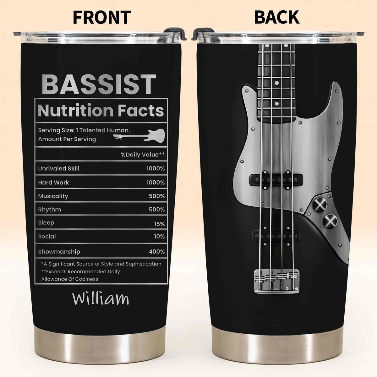 Bassist Nutrition Facts, Personalized Tumbler, Gift For Musicians