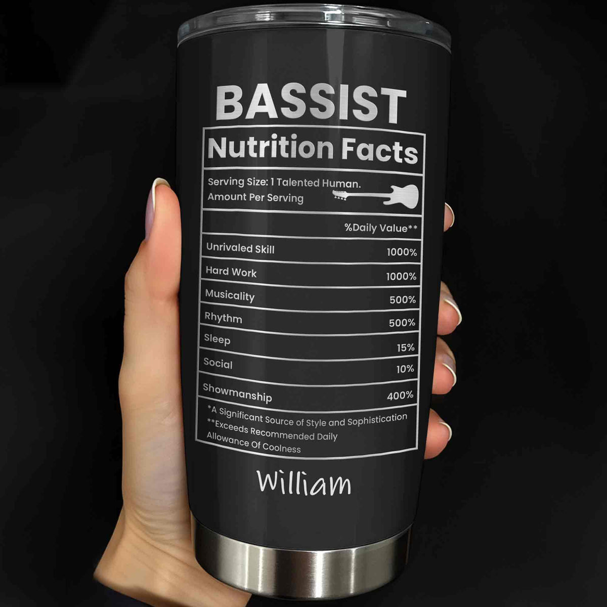 Bassist Nutrition Facts, Personalized Tumbler, Gift For Musicians