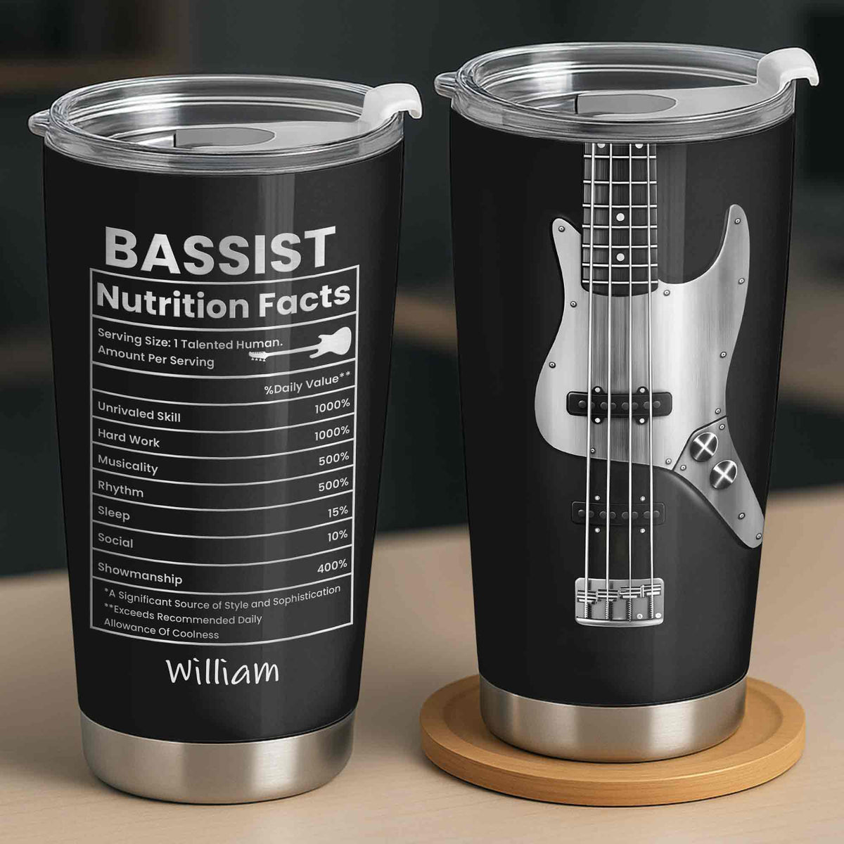 Bassist Nutrition Facts, Personalized Tumbler, Gift For Musicians