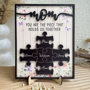 Custom Mother's Day Wooden Plaque – Mom, You Hold Us Together – Personalized Gift For Mom