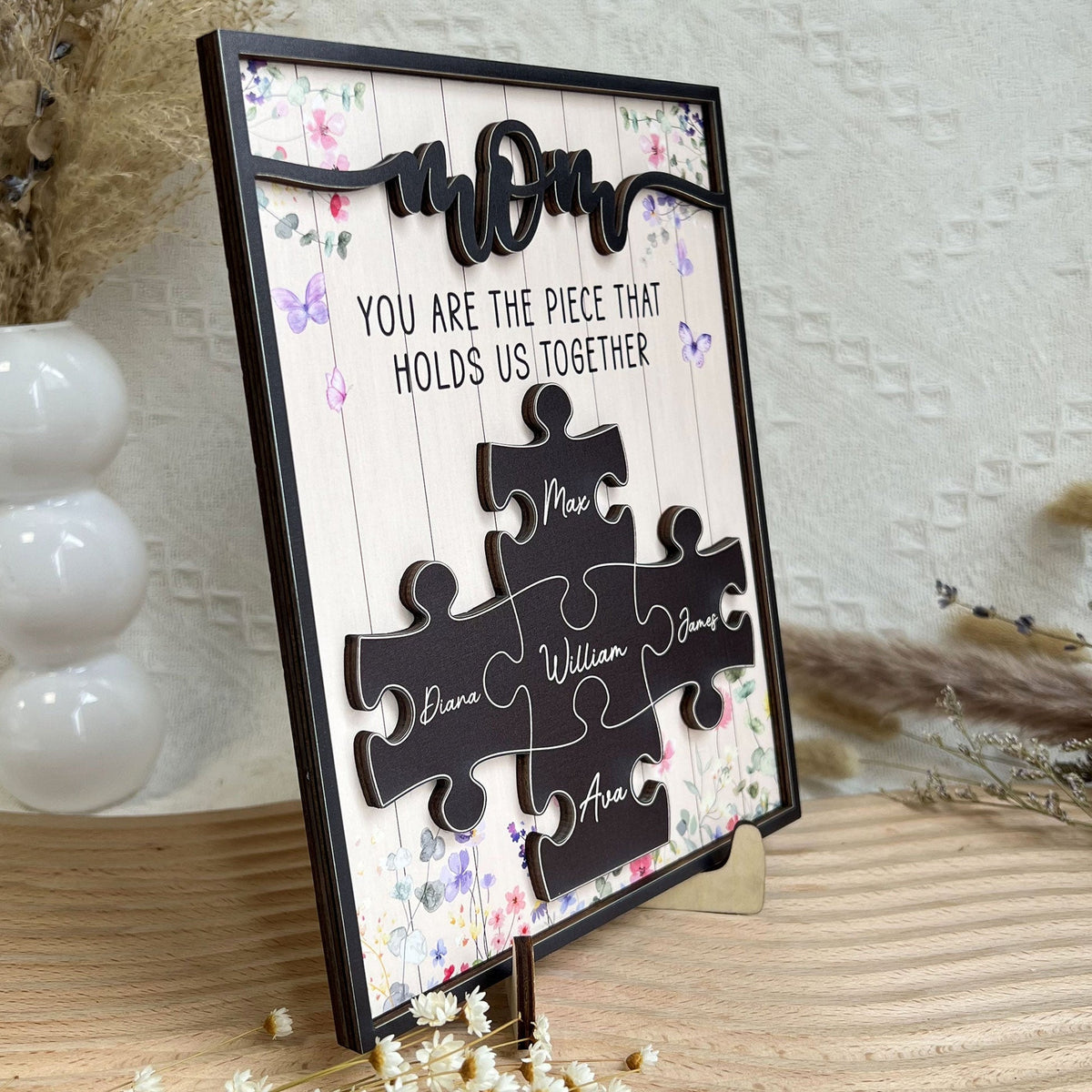 Custom Mother's Day Wooden Plaque – Mom, You Hold Us Together – Personalized Gift For Mom