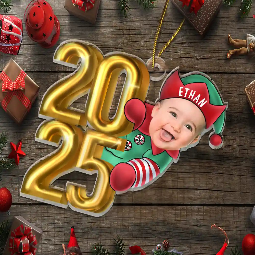 Custom Photo Christmas Santa Baby Personalized Cutout Acrylic Ornament