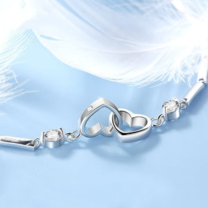 Motler & Daughter Forever Linked Together Personalized Birthstone Double Heart Bracelet