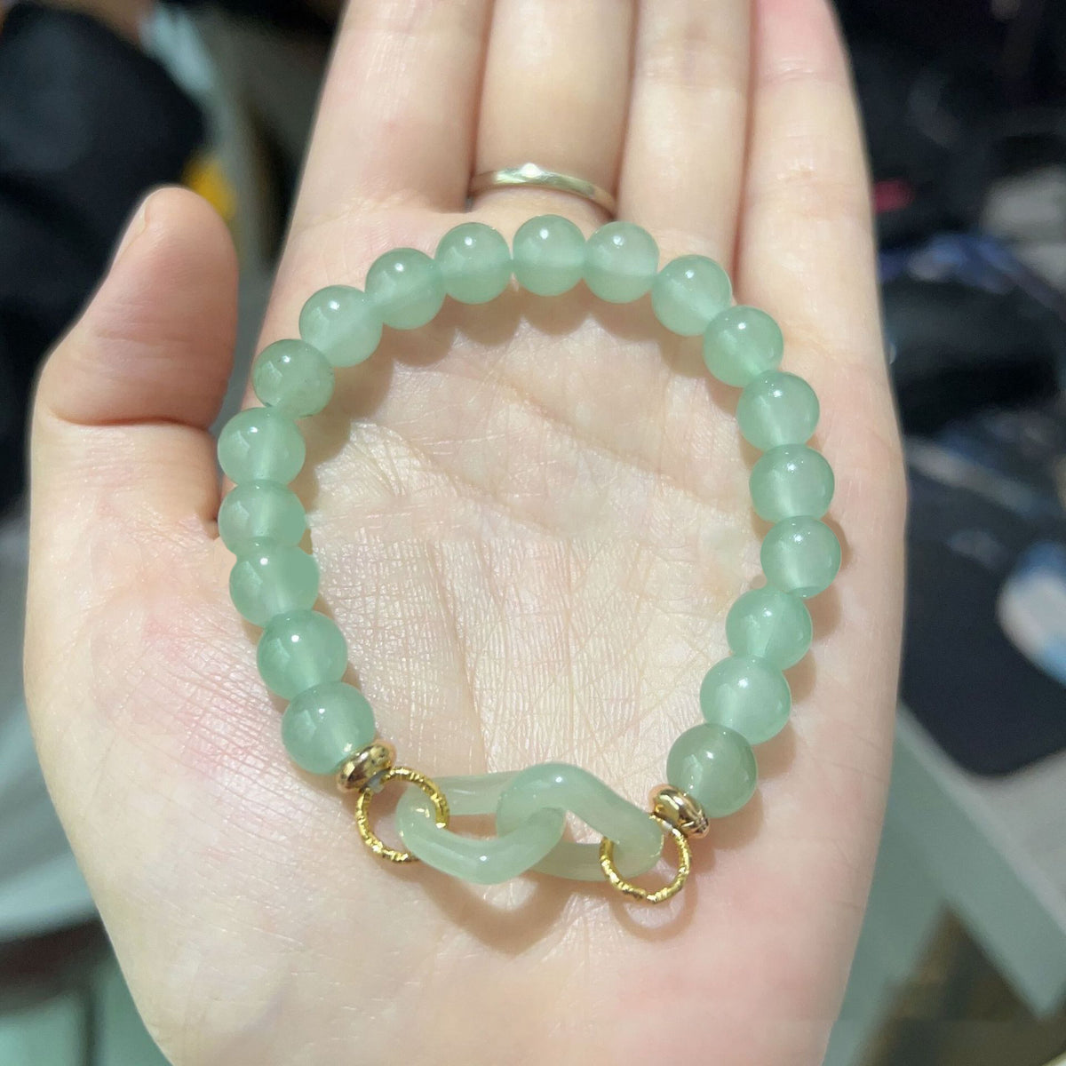 Accompany • Emerald Jade Stone Safe Buckle, Heart Buckle Bracelet