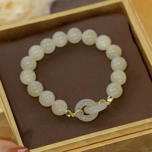 Accompany • Emerald Jade Stone Safe Buckle, Heart Buckle Bracelet