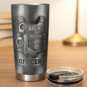 Honor Your Dedication, Police Badge Handcuffs Gun, Personalized Tumbler, Gift For Law Enforcement Officers