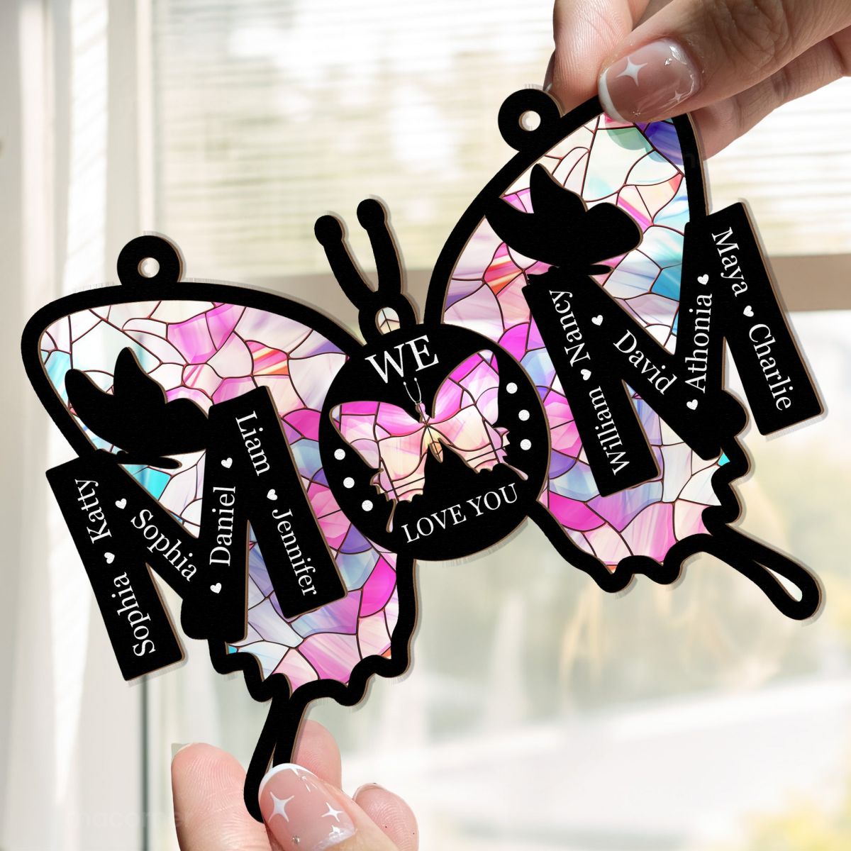 Mom Gifts We Love You - Personalized Window Hanging Suncatcher Ornament