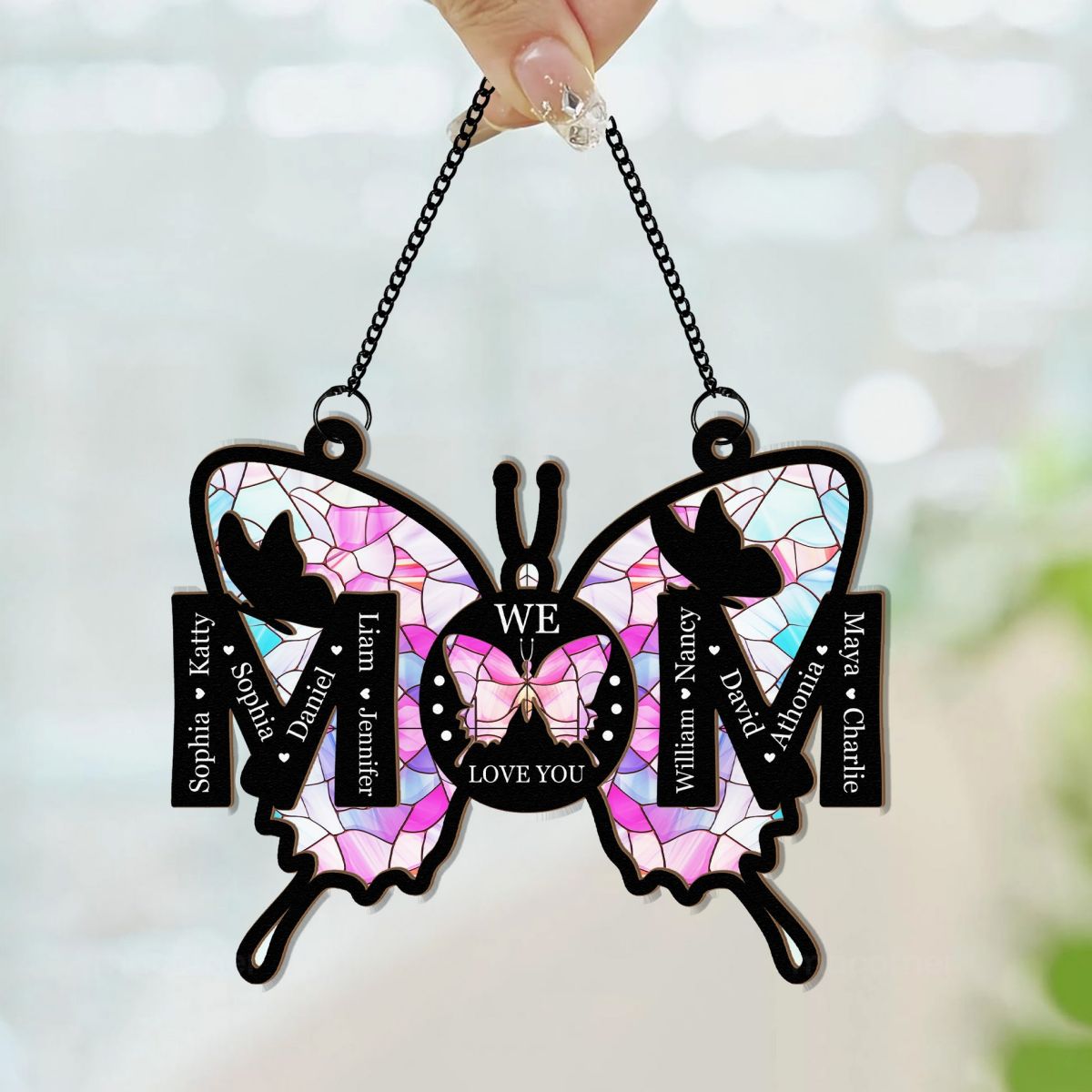 Mom Gifts We Love You - Personalized Window Hanging Suncatcher Ornament