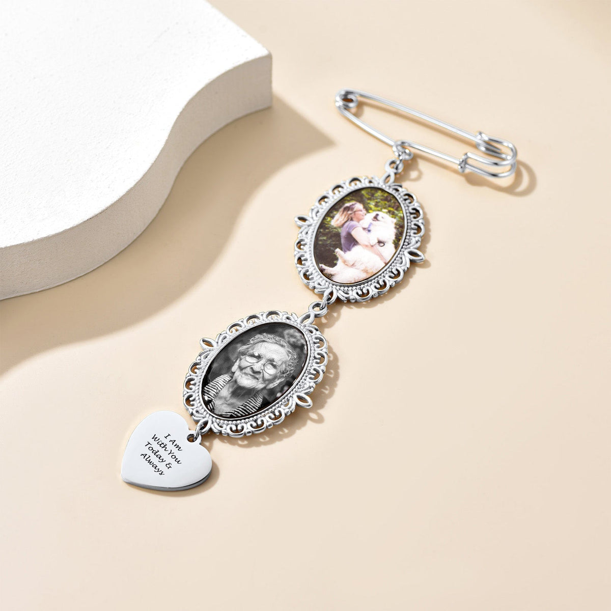 Personalized Wedding Bouquet Picture Charms Brooch Pins