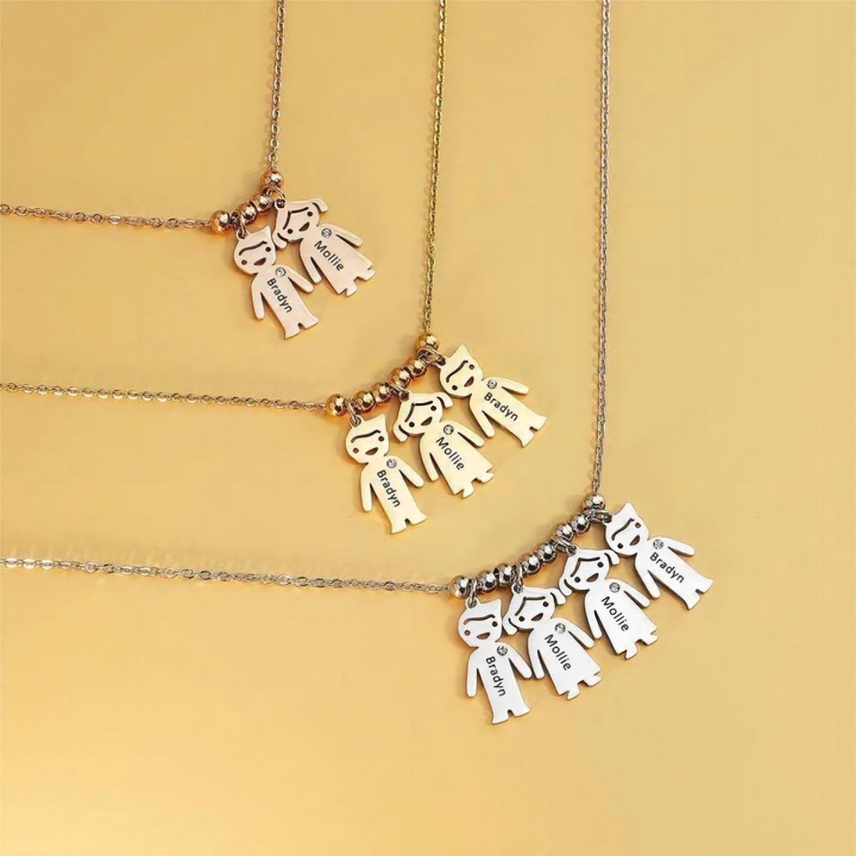 Personalized Birthstone Children Shape Necklace For Mother & Grandmas